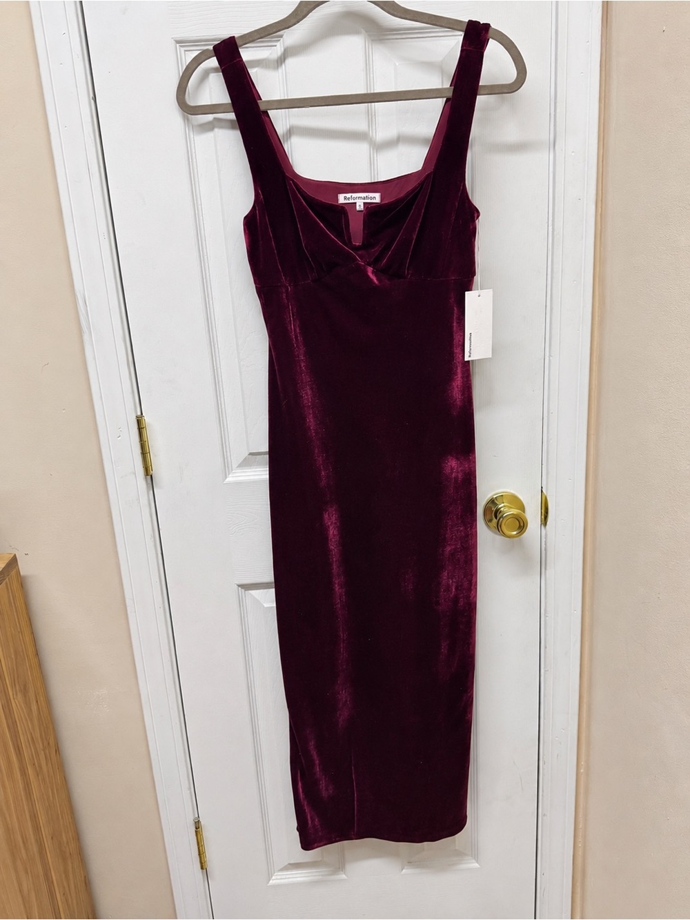 Reformation Lillee Knit Dress Crimson Velvet Burgundy Midi XS NWT - Picture 10 of 14